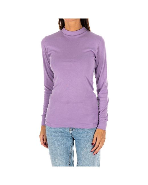 Kisses&Love Purple Long-Sleeved T-Shirt With Half-High Collar 1625-M