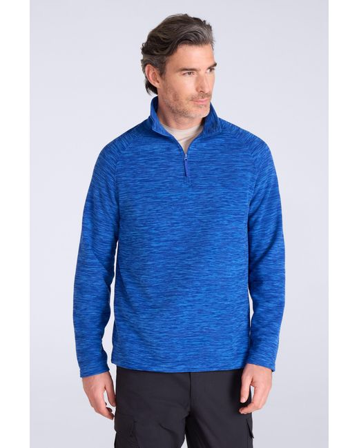 Mountain Warehouse Blue 'Snowdon' Fleece Top Half Zip Breathable Quick Dry Sweater for men