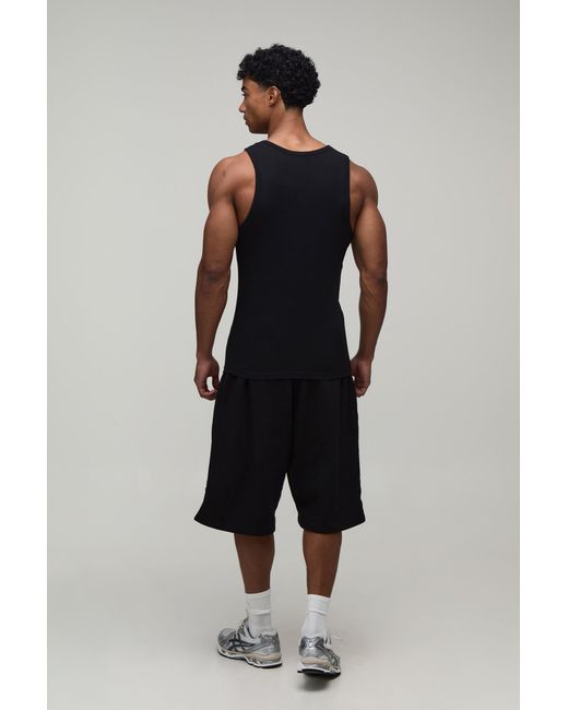 BoohooMAN Black Slim Fit Essential Ribbed Vest for men