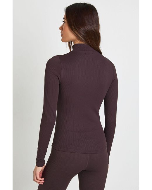 Boohoo Purple Contour Ribbed Zip Through Active Jacket