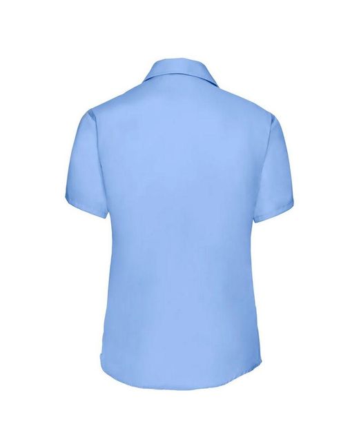 Russell Blue Collection /Ladies Ultimate Non-Iron Short-Sleeved Shirt (Bright Sky)