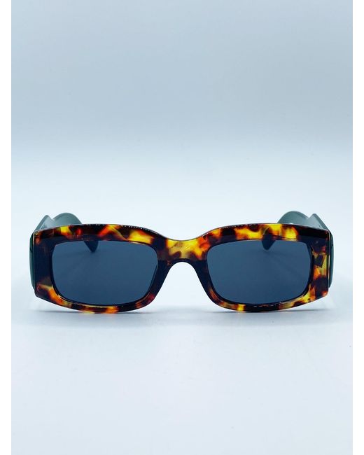 SVNX Blue Chunky Rectangle Sunglasses