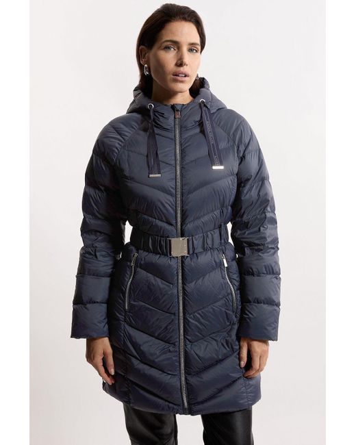 Karen Millen Blue Real Down Packable Coat