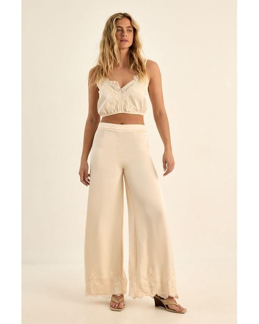 Nasty Gal Natural Premium Satin Lace Trim Bralet