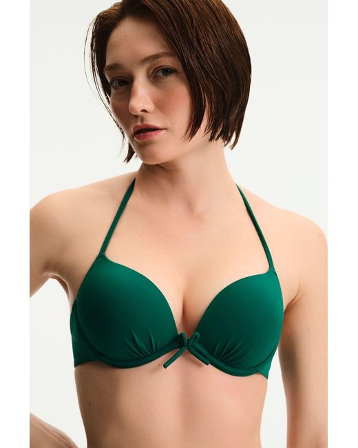 Penti Green Solid Halter Underwire Bikini Top