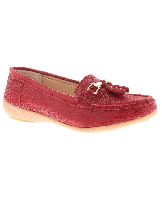 Love Leather Red Shoes Flat Tahiti Slip On Leather (Archived)