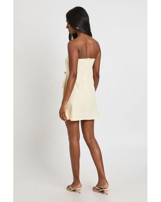 Boohoo Natural Bow Detail Woven Bandeau Mini Dress