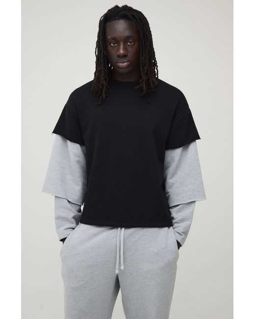 BoohooMAN Multicolor Oversized Boxy Triple Faux Sleeve Loopback T-Shirt And Jogger Set for men