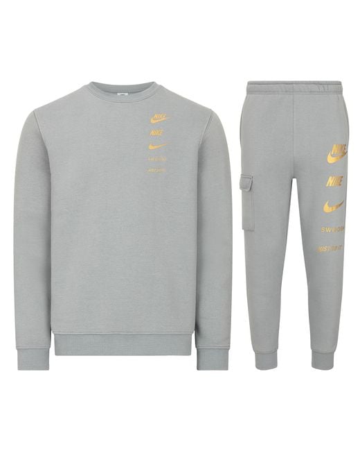 Nike Gray Standard Issue Tracksuit Set Cool Cotton for men