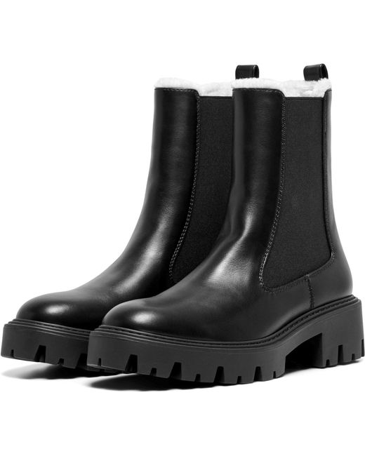 ONLY Black Betty-9 Warm Lined Polyurethane Heeled Ankle Boots