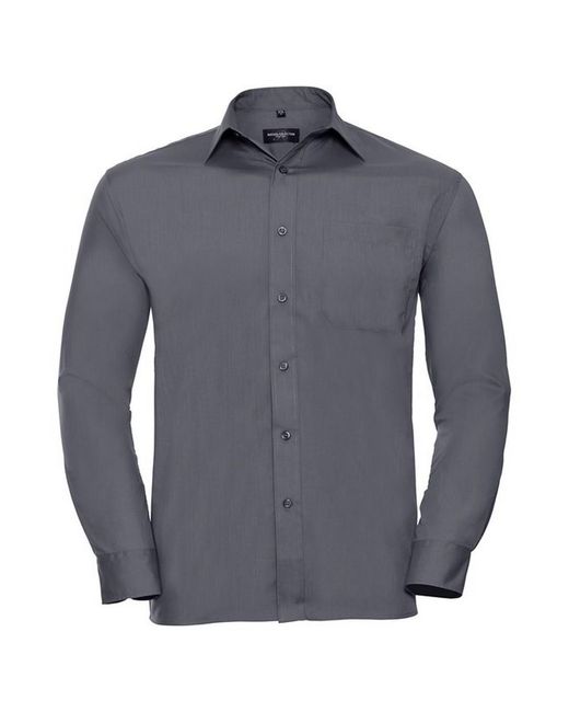 Russell Gray Collection Poplin Easy-Care Long-Sleeved Shirt (Convoy) for men