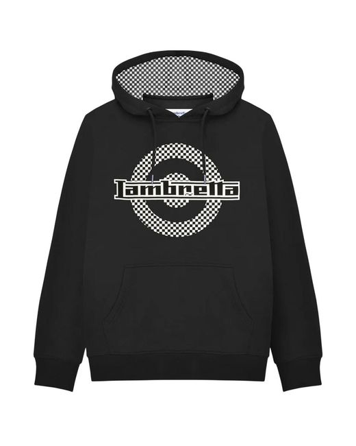 Lambretta Black Target Checked Hoodie for men