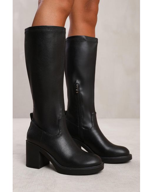 Where's That From Black Wheres 'Spruce' Knee High Boot With Side Zip