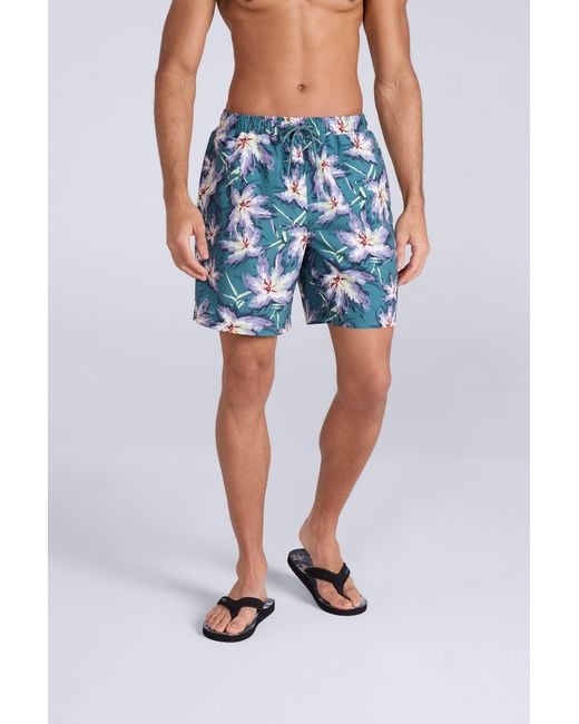 Mountain Warehouse Blue 'Deep Dive' Printed Boardshorts Quick Dry Summer Swimming Trunks for men