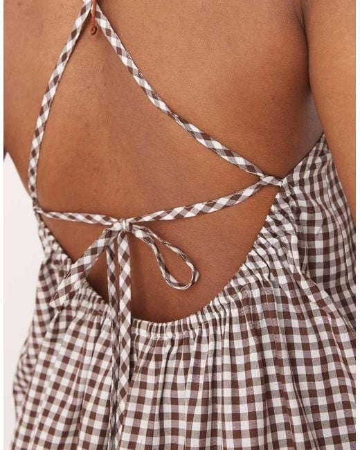 ASOS Natural Halter Neck Smock Maxi Dress