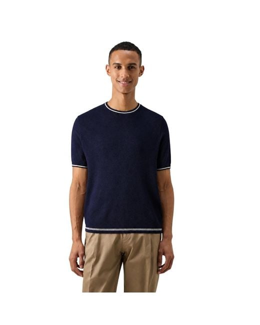 Ted Baker Blue Eriks Regular Textured Front T-Shirt Linen for men