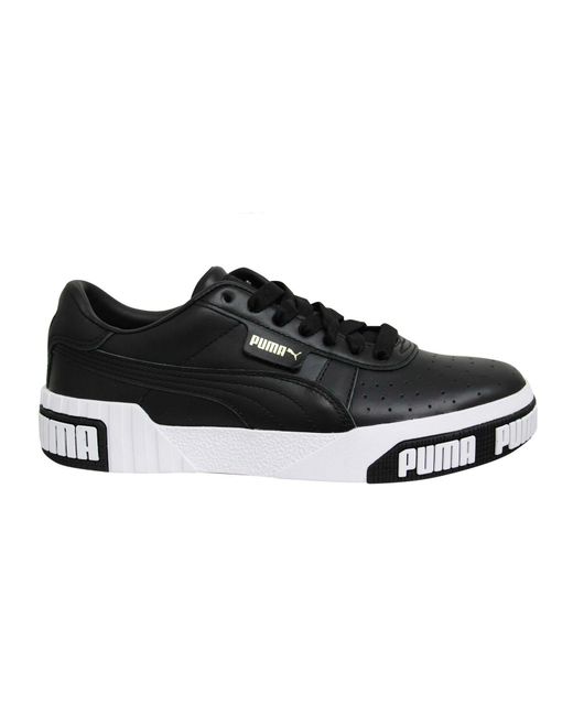 PUMA Black Cali Bold Trainers Leather Lace Up Shoes 370811 03 Leather (Archived)