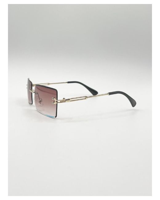 SVNX White Frameless Square Sunglasses