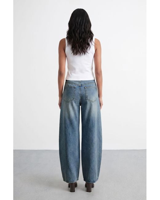 Warehouse Blue Mid Wash Barrel Jean