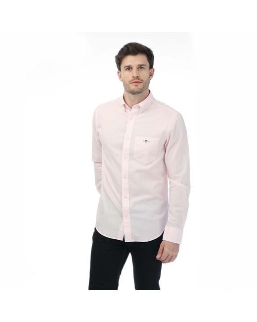 Gant Regular Poplin A.shield Overhemd In Roze in het Natural voor heren