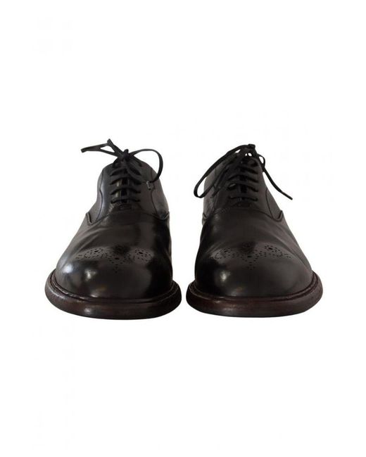 Dolce & Gabbana Black Leather Lace Up Derby Shoes for men