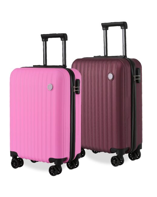 Infinity Leather Pink Hard Shell Cabin Suitcase 36 X 22 X 56 Cm Luggage Suitable For Easyjet, Ryanair, Wizzair
