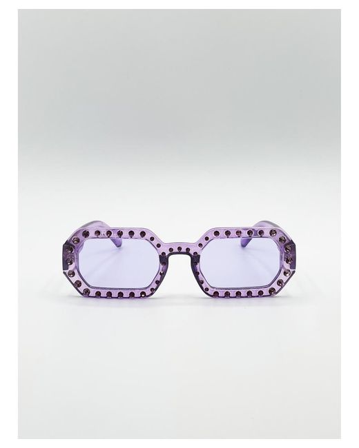 SVNX Purple Oval Festival Glasses With Gem Detail