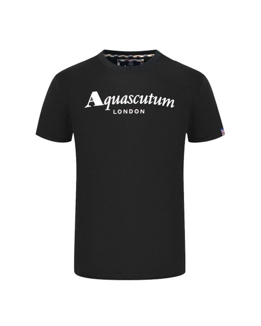 Aquascutum Black London Brand Logo T-Shirt for men