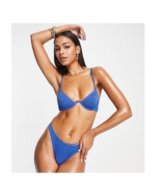 South Beach Blue Mix & Match Exaggerated Wire Bikini Top
