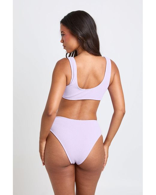 Boohoo White Textured High Waist Bikini Bottom