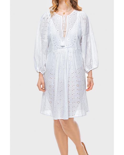 Elle White Jane Embroidery Anglaise Beach Dress