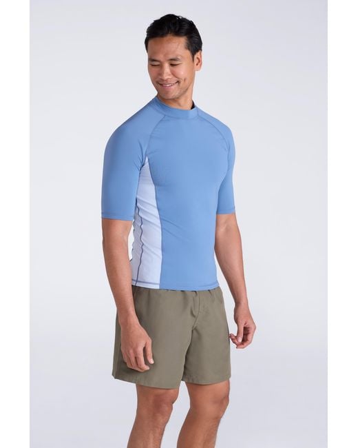 Mountain Warehouse Blue Uv Rash Vest Sun Protection Quick Drying Swimwear Stretchy Beach Surf Top for men