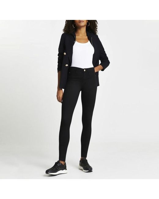 River Island Black Jeans Molly Mid Rise Tall Cotton
