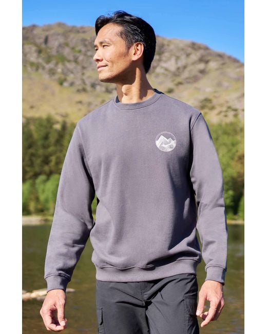 Mountain Warehouse Purple 'Circle Mountain' Crew Neck Sweatshirt Casual Lightweight Pullover Jumper Cotton for men