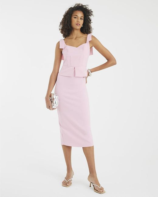 River Island Pink Midi Dress Sleeveless Bow Detail Corset
