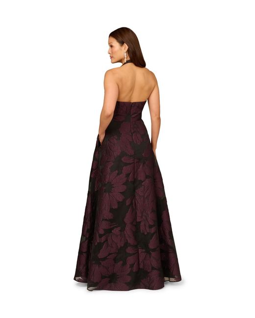 Adrianna Papell Purple Aidan Organza Jacquard Long Dress