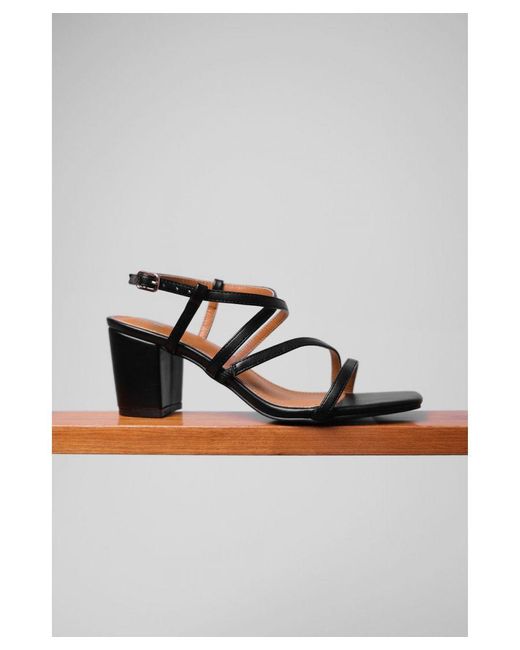 Where's That From Brown Wheres 'Sidra' Wide Fit Mid High Block Heel Sandals With Cross Over Strap
