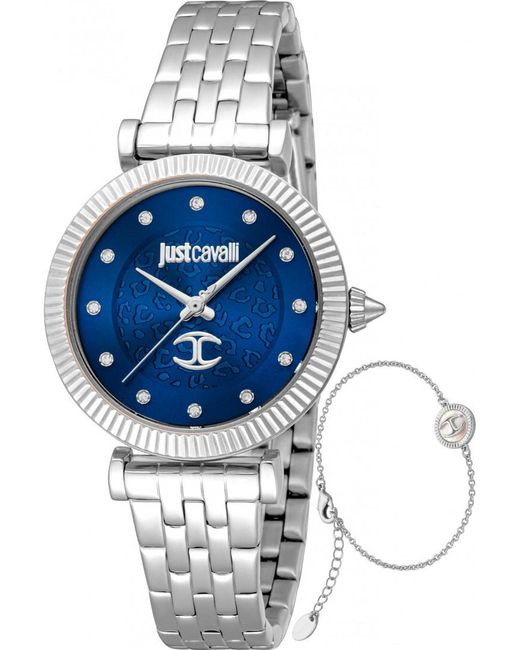 Just Cavalli Blue Jc1L266M0015 Ladies Watch And Bracelet Gift Set