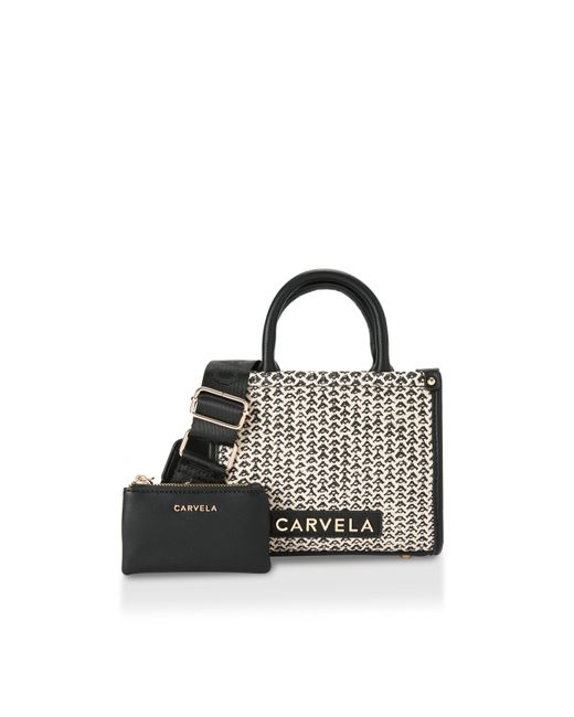 Carvela Kurt Geiger Black Canvas Sorrento Micro Tote Bag