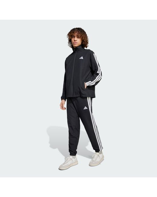 Adidas Black 3-Stripes Woven Tracksuits for men