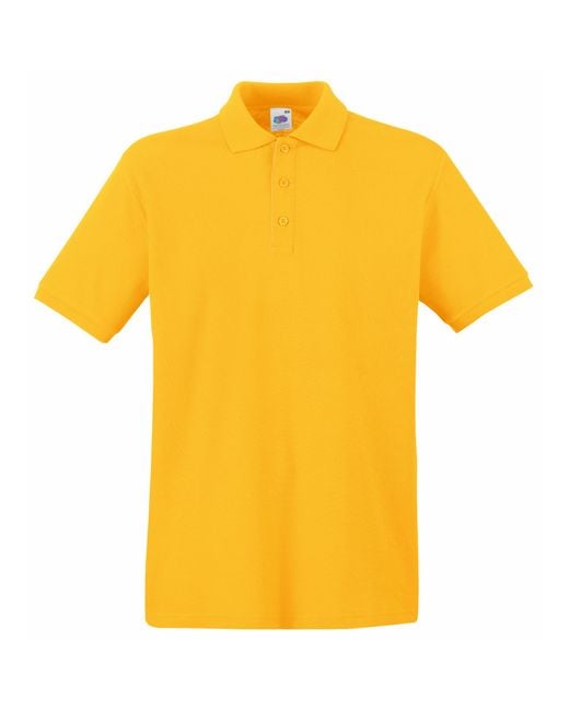 Fruit Of The Loom Yellow Premium Short Sleeve Polo Shirt for men