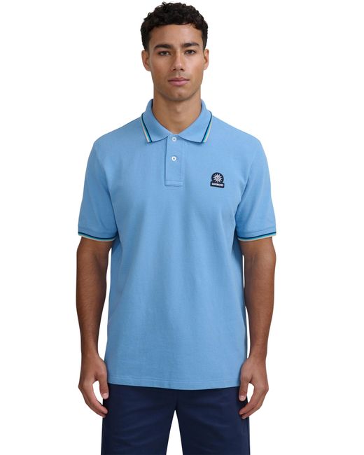 Sandbanks Blue Badge Logo Tipped Sleeve Polo Shirt Dusty Cotton for men