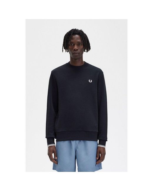 Fred Perry Blue Crew Neck Sweatshirt for men