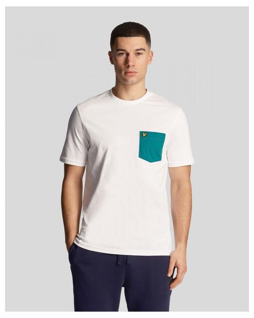 Lyle & Scott White Contrast Pocket T-shirt for men