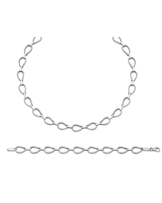 Orphelia White 925 Sterling Set: Chain + Bracelet
