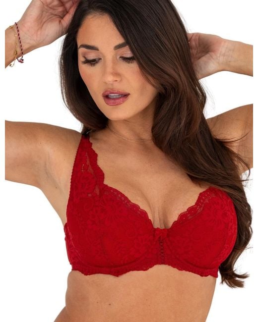 Pour Moi Red Fleur Lightly Padded High Apex Bra