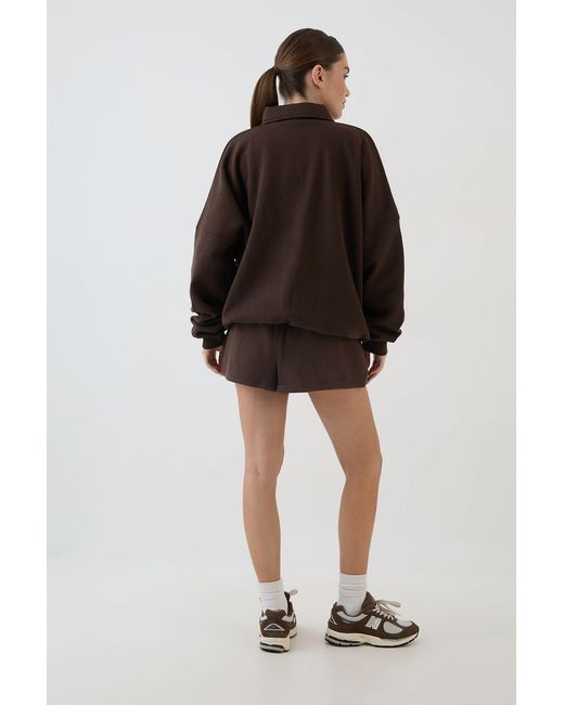 DSGN Studio Brown Self Fabric Applique Loose Fit Sweat Short