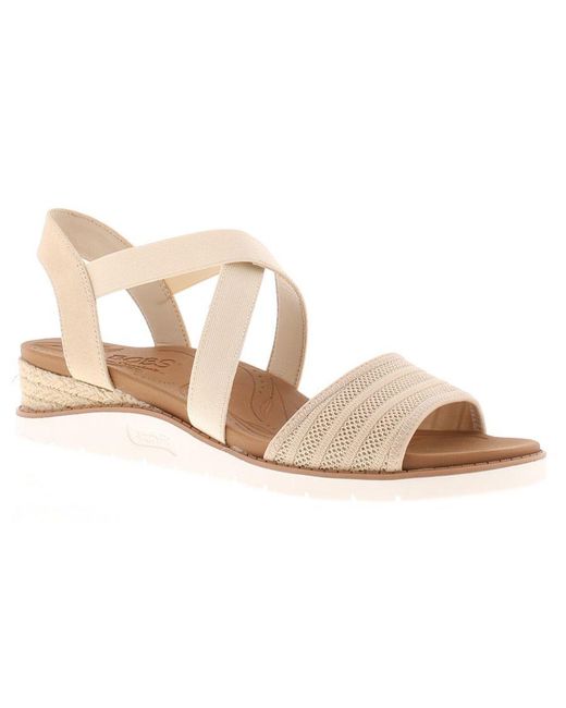 Skechers Wedge Sandals Arch Fit Beach Kiss Elasticated Natural