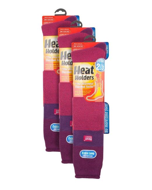 Heat Holders Pink 3 Pack Ladies Thermal Knee High Ski Socks