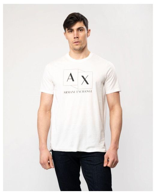Armani Exchange White Graphic Logo T-Shirt for men